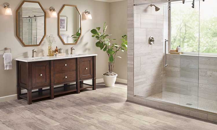 Ceramic bathroom flooring