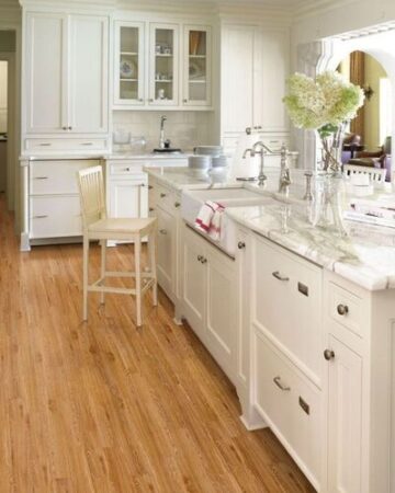 Glossy Finish Wooden Flooring in Kitchen