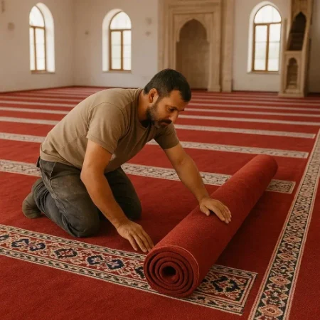 Mosque Carpet Installation in Abu Dhabi