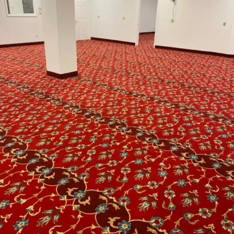 Sky Blue Border Red Masjid Carpet