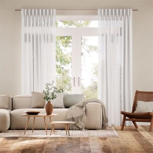 Lumiere Bijou Linen White Curtains