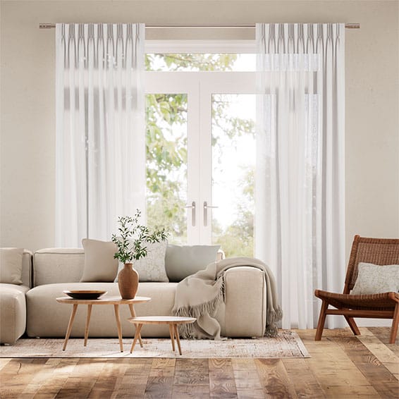 Lumiere Bijou Linen White Curtains