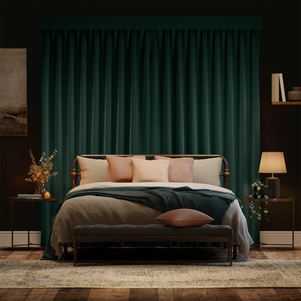 Velvet Forest Green Curtain