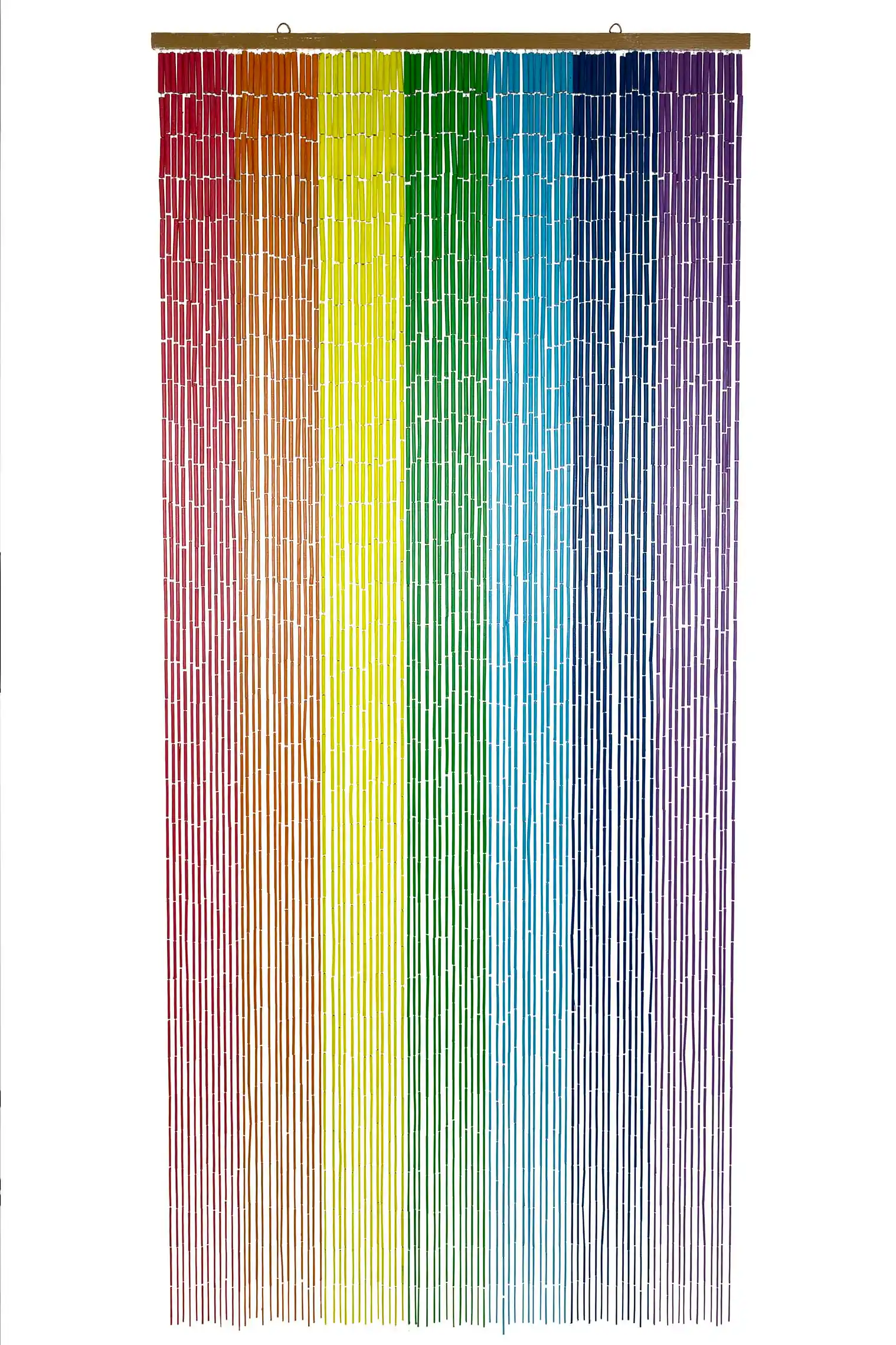 Bamboo Bead Curtain - Rainbow Stripes