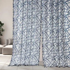 Blue Abstract Printed Sheer Curtain 1