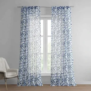 Blue Abstract Printed Sheer Curtain