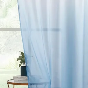 Blue Ombre Chiffon Sheer Curtains 2