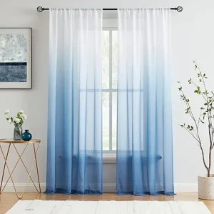 Blue Ombre Chiffon Sheer Curtains