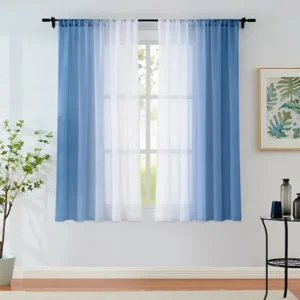 Blue Ombre Crinkle Sheer Curtains
