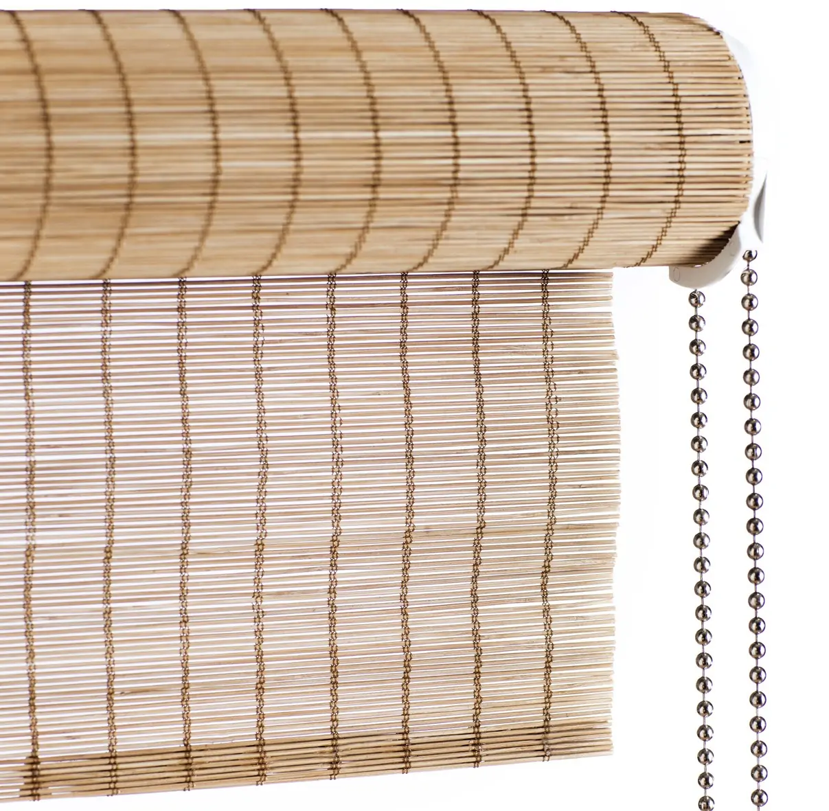 Brown fine bamboo roller blind, with chain pull