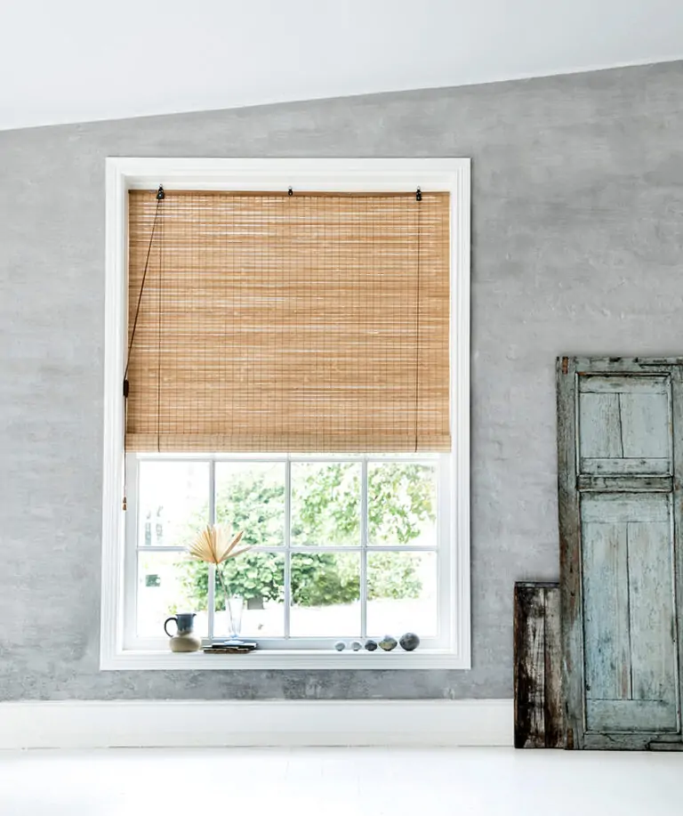 Brown privacy bamboo roller blind - Image 3