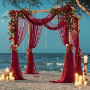 Burgundy Chiffon Wedding Arch Drapes