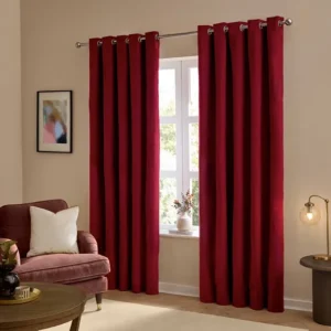 Burgundy Velvet Blackout Eyelet Curtains