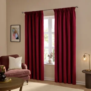 Burgundy Velvet Blackout Pencil Pleat Curtains
