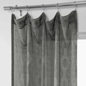 Charcoal Striped Faux Linen Sheer Curtain 2