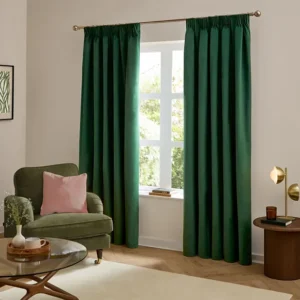 Emerald Velvet Blackout Pencil Pleat Curtains
