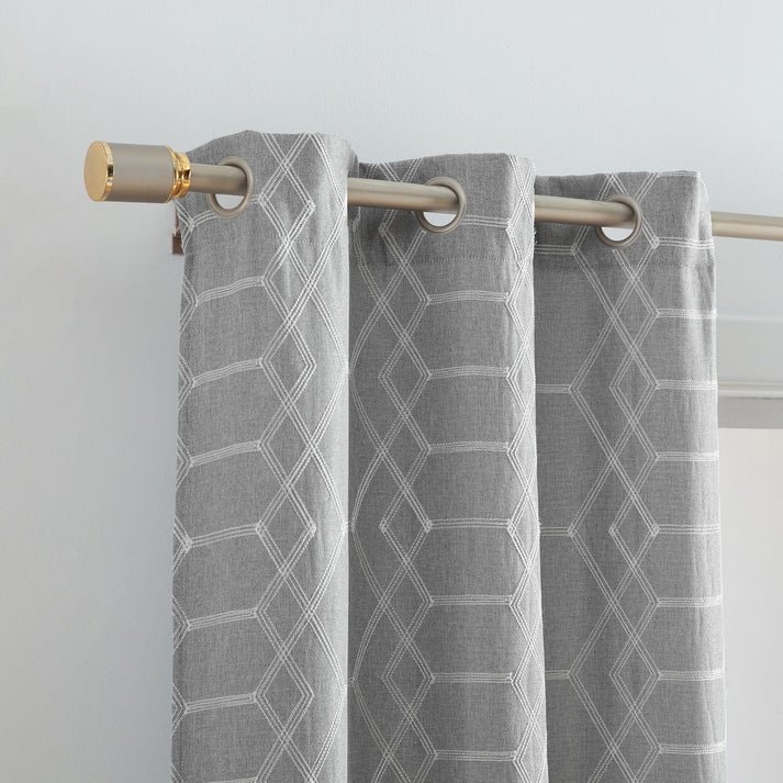 Geometric Embroidered Blackout Curtains - Image 2