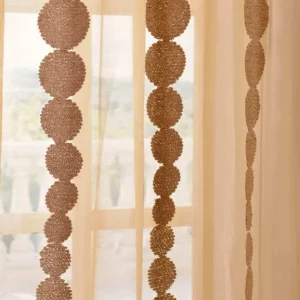 Gold Embroidered Striped Sheer Curtain 2