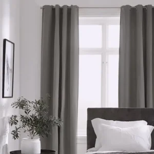 Grey Blockout Eyelet Curtain Panel