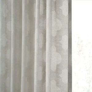 Grey Geometric Faux Linen Sheer Curtain 1