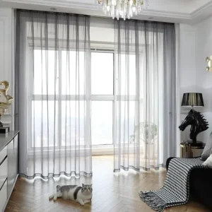 Grey Semi Sheer Rod Pocket Curtains
