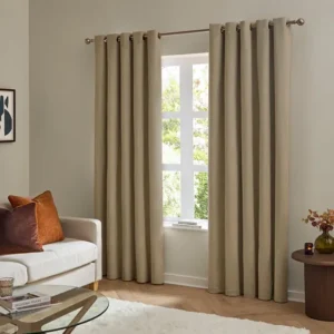 Mocha Velvet Fully Lined Eyelet Curtains
