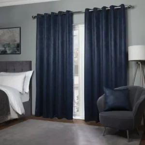 Navy Blue Thermal Blackout Eyelet Curtains