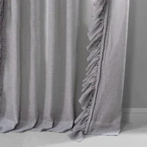 Nickel Ruffled Faux Linen Sheer Curtain 2
