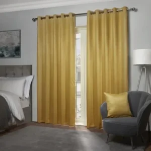 Ochre Thermal Blackout Eyelet Curtains