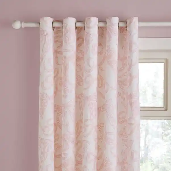 Pink Bows Blackout Eyelet Curtains
