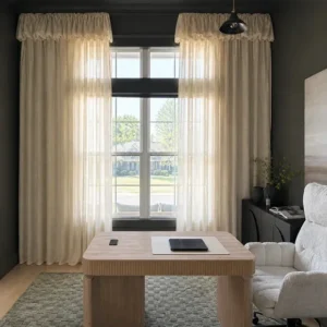 Premium Belgian Linen Ruffle Top Curtain
