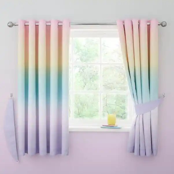 Rainbow Ombre Blackout Eyelet Curtains - Image 2