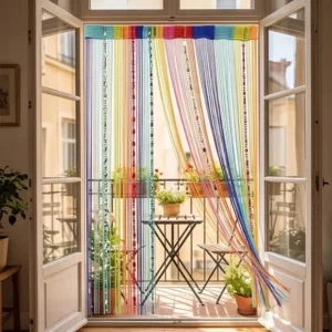 Rainbow Twist Beaded String Curtain