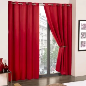 Red Woven Blackout Eyelet Curtains