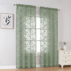 Sage Green Textured Sheer Curtains