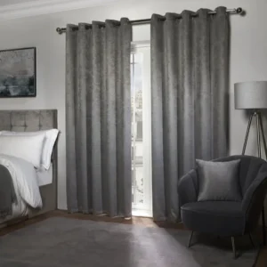 Silver Thermal Blackout Eyelet Curtains