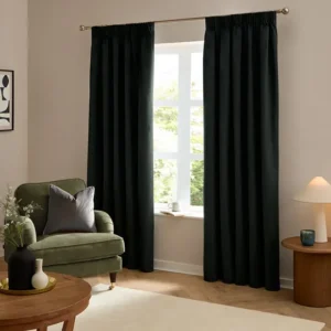 Ultimate Black Velvet Pencil Pleat Curtain
