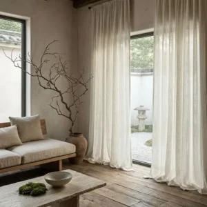 Wabi Sabi Ivory Flax Linen Curtain