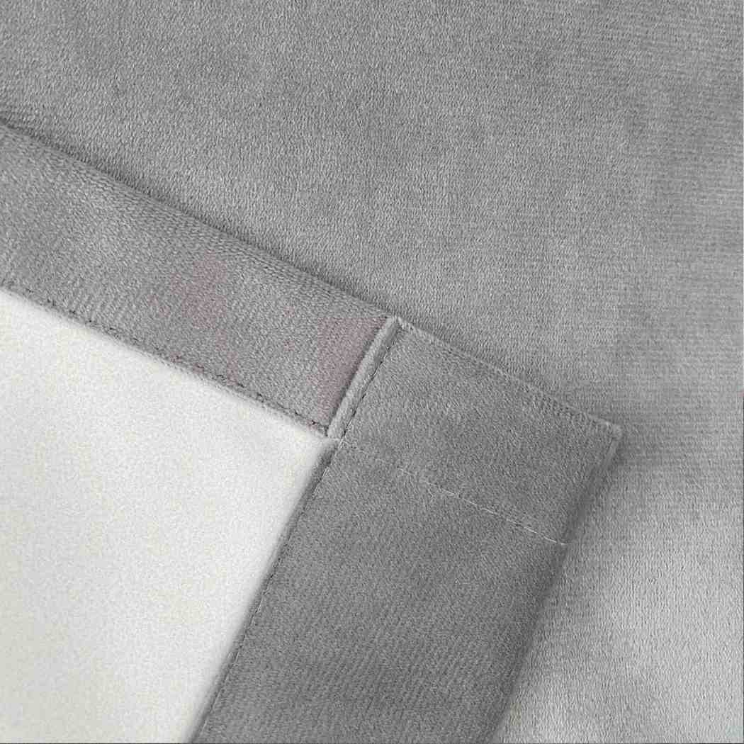 Oxford Grey Velvet Blackout Curtains - Image 3