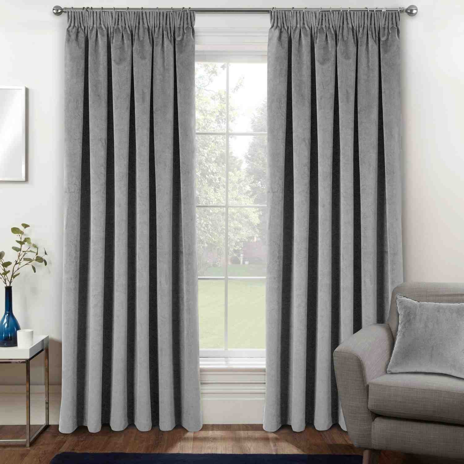 Oxford Grey Velvet Blackout Curtains