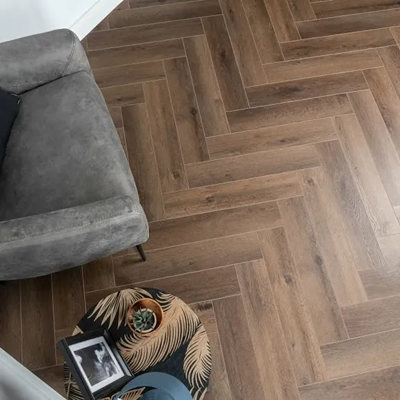 Alsek Tan Herringbone Luxury Click Vinyl Flooring 5mm - Image 2