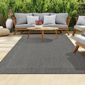 Anthracite Cream Outdoor Carpet 120x170cm