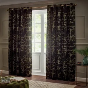 Bamboo Black Curtains Eyelet Style