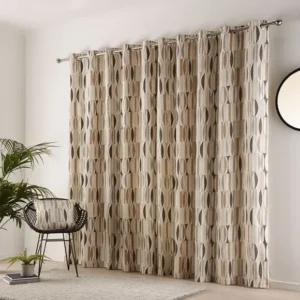 Beige Textured Eyelet Curtains