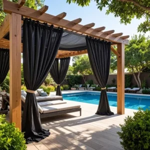 Black Waterproof Blackout Twill Outdoor Curtains