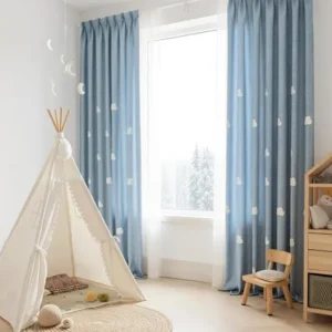 Blue Cloud Kids Room Curtain