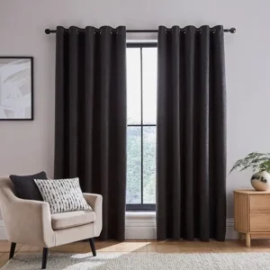 Branwick Black Curtains Eyelet Style