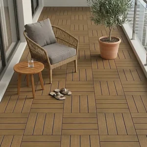 Brown PVC Interlocking Deck Tiles