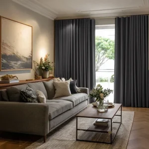Charcoal Linen Soundproof Curtains