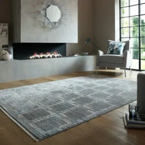 Checked Blocks Living Room Carpet Rug